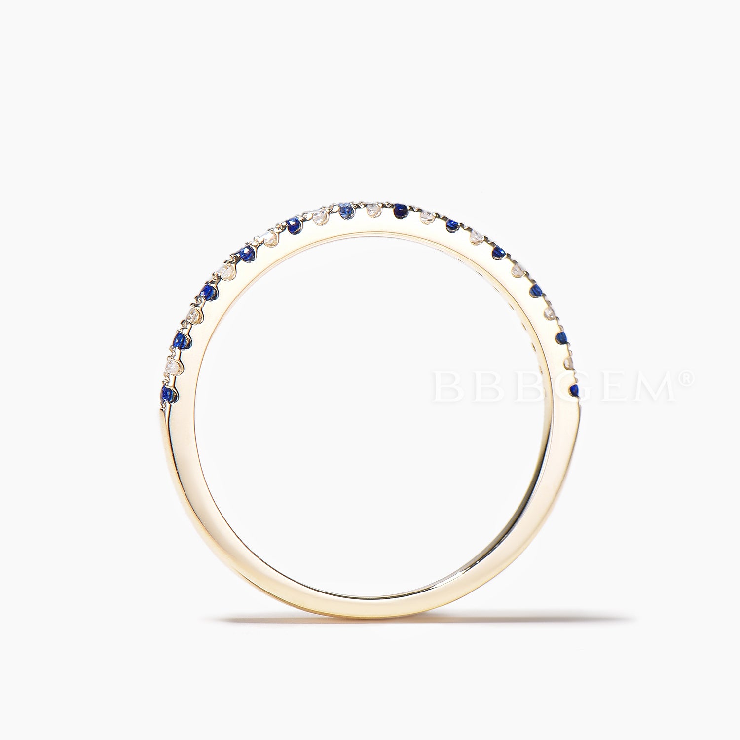 Natural Blue Sapphire Diamond Wedding Ring - 14K White Gold Anniversary Band for Women - Elegant Stackable Ring for Bridal, Engagement, or Everyday Wear