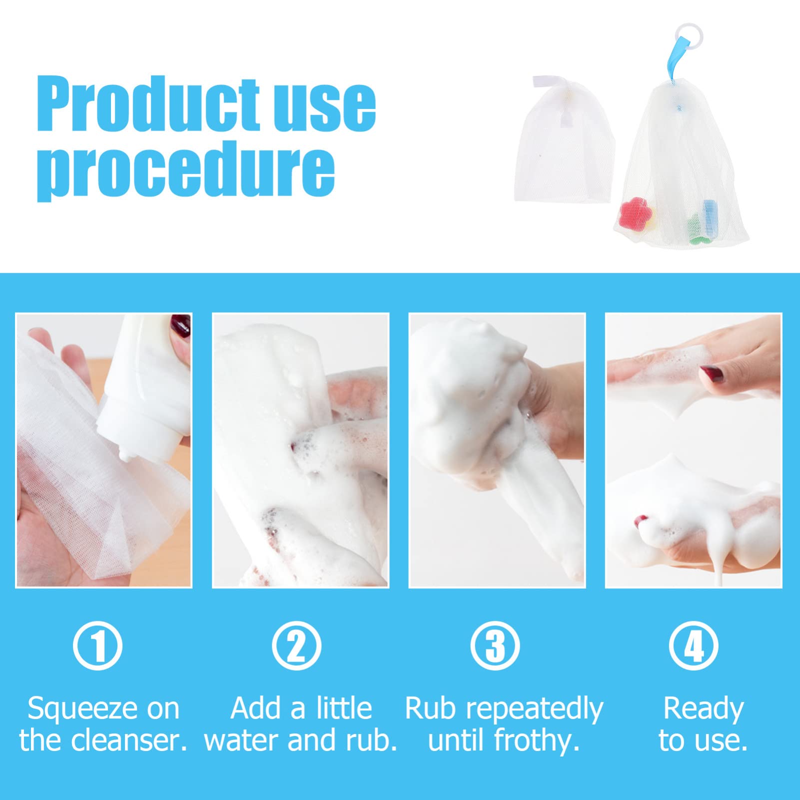FOMIYES Exfoliating Face Soap Pouch - 2 Pack Reusable Soap Net for Body & Facial Cleansing | Gentle Skin Scrubber for Shower, Travel & Daily Skincare Routine