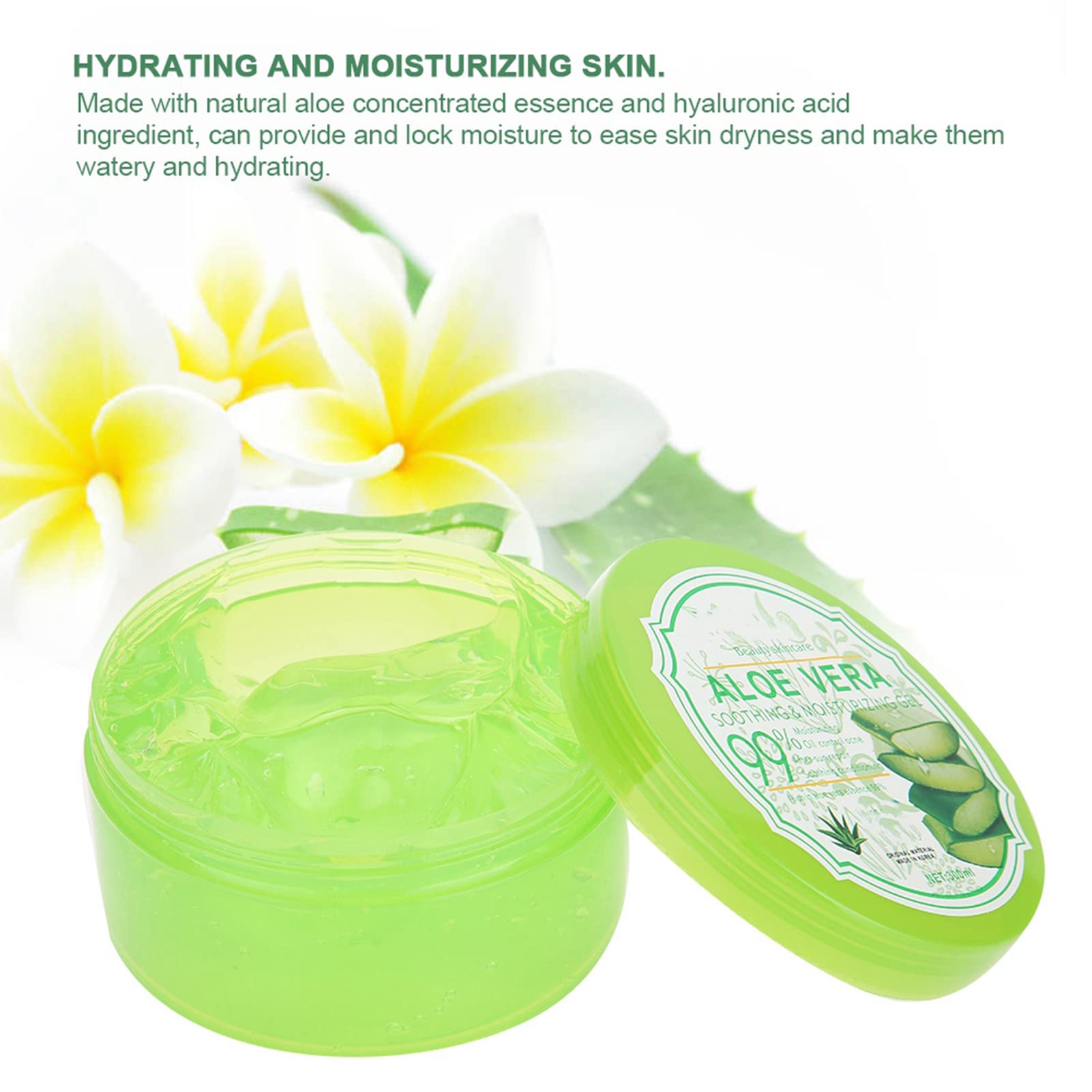 Pure Aloe Vera Gel for Face & Body - Hydrating Moisturizer for Dry, Itchy Skin | Soothing Relief for Sunburn, Irritation | 300g Natural Skin Care Cream - Perfect for Nighttime Use & Post-Sun Care