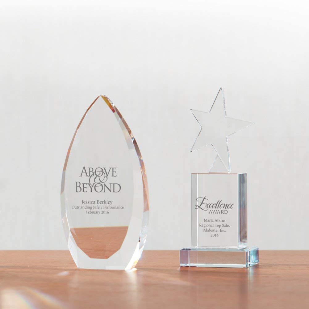 Custom Engraved Crystal Trophy Award with Elegant Black Gift Box | Employee Recognition Award | Perfect for Corporate Awards, Sales Incentives & Team Appreciation Gifts