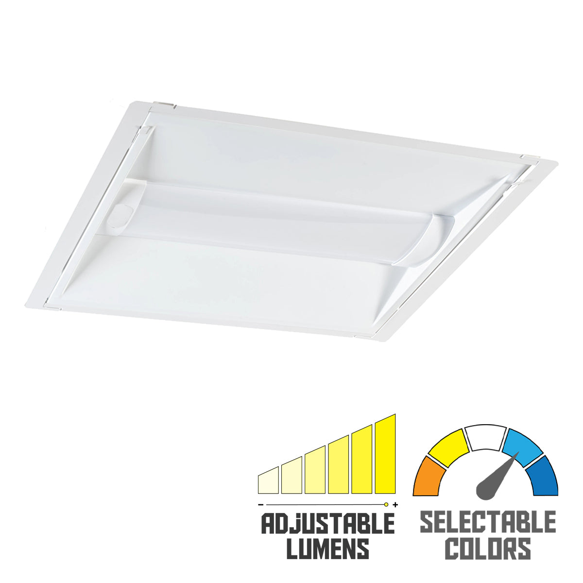 2x2 LED Troffer Retrofit Light Fixture - 24W/30W/35W, 4550 Lumens, 3500K/4000K/5000K CCT, 120-277V, Center Basket - Perfect for Office, School & Commercial Lighting