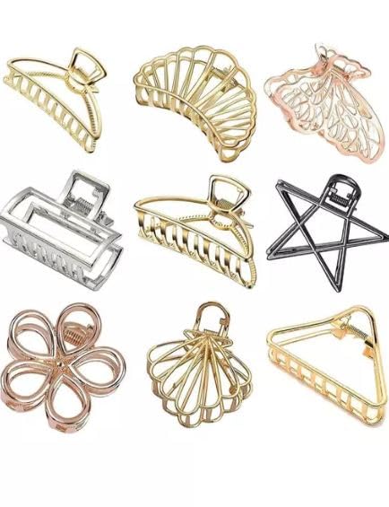 6-Pack Multi-Design Metal Hair Claw Clips for Women & Girls | 4.5 x 4.3 cm Hair Clamps | Strong Hold Hair Accessories for Ponytails, Buns & Updos | Fashion Hair Clips for Daily Use, Work & Special Occasions