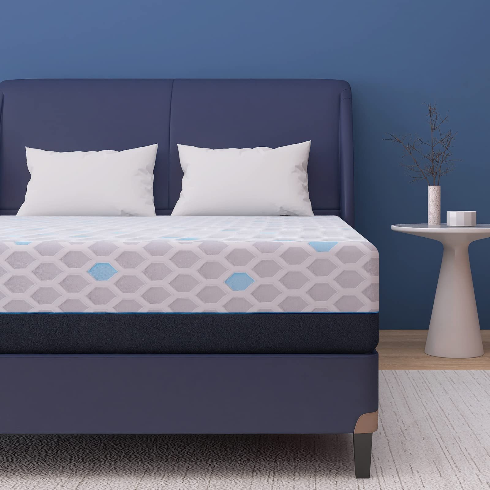 Vyfipt 10 Inch Queen Size Memory Foam Mattress - Bamboo Charcoal Infused Gel Cooling Technology, Medium Firm Support, Breathable Design - No Box Spring Needed - Perfect for Hot Sleepers & Pressure Relief - Bed in a Box for Easy Setup in Guest Rooms, Dorms & Apartments