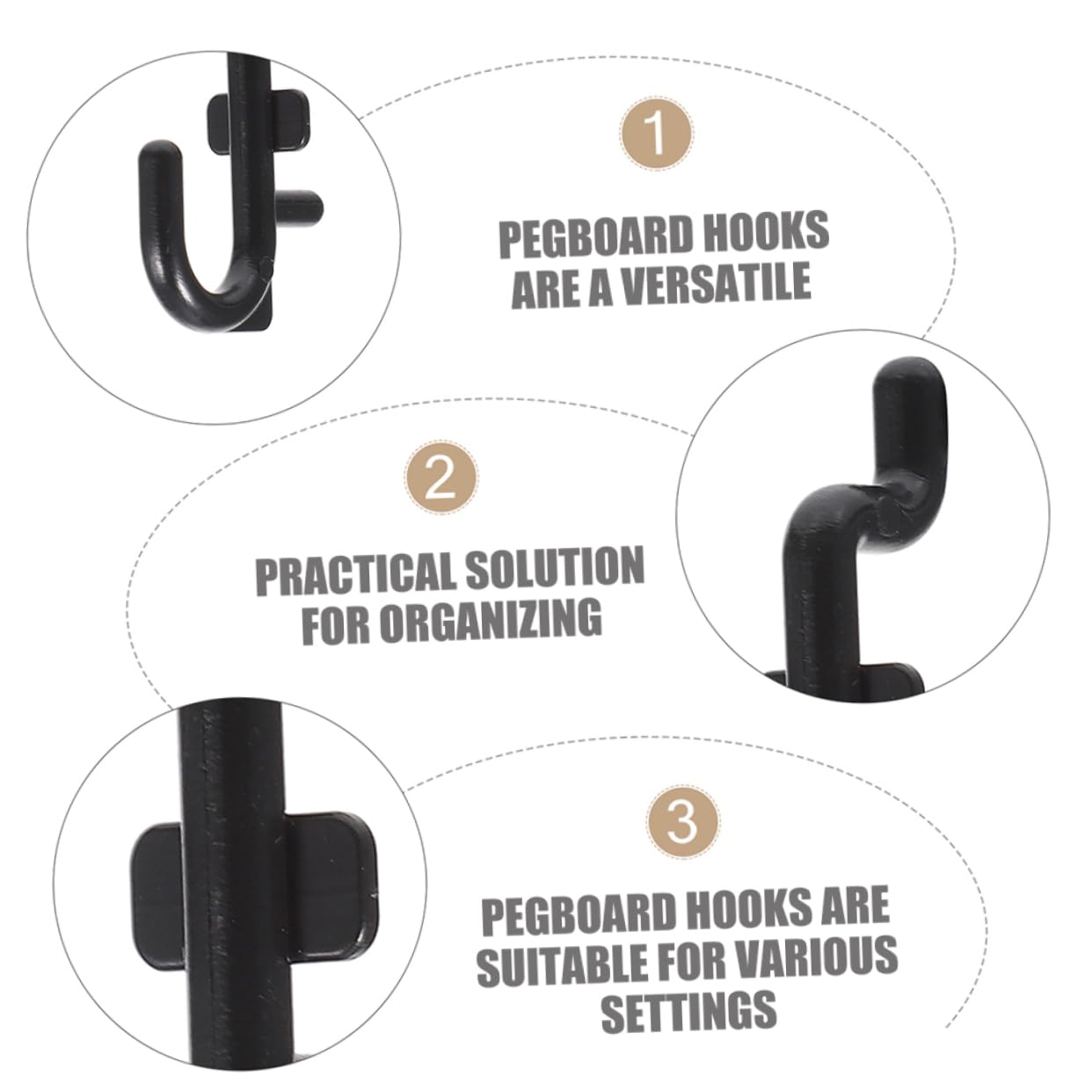 HOMSFOU 4 Sets Pegboard Hooks Kit - 30pcs x 4 Heavy Duty Utility Hooks for Hanging Tools, Space Saving Garage & Workshop Organization - Easy to Install for Tool Storage, DIY Projects & Home Improvement
