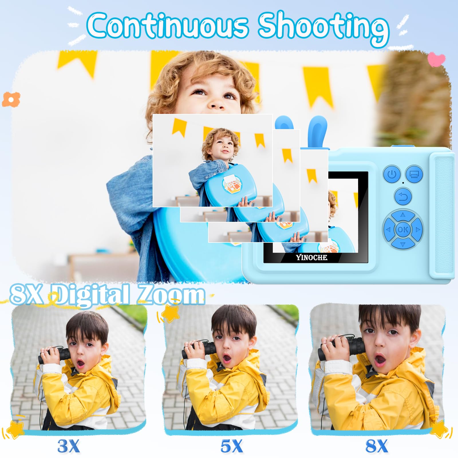 Kids Instant Print Digital Camera - 1080P HD Toddler Camera Toy with Photo Printing, Best Gift for Boys & Girls Ages 3-12 (Blue) - Perfect for Travel, Birthday Parties & Creative Play