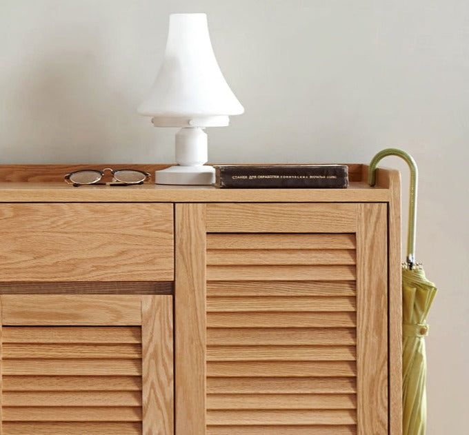 Solid Oak Wood Shoe Cabinet - Sturdy Entryway Storage Organizer for Shoes, Boots & Accessories | Perfect for Hallway, Closet & Mudroom Organization