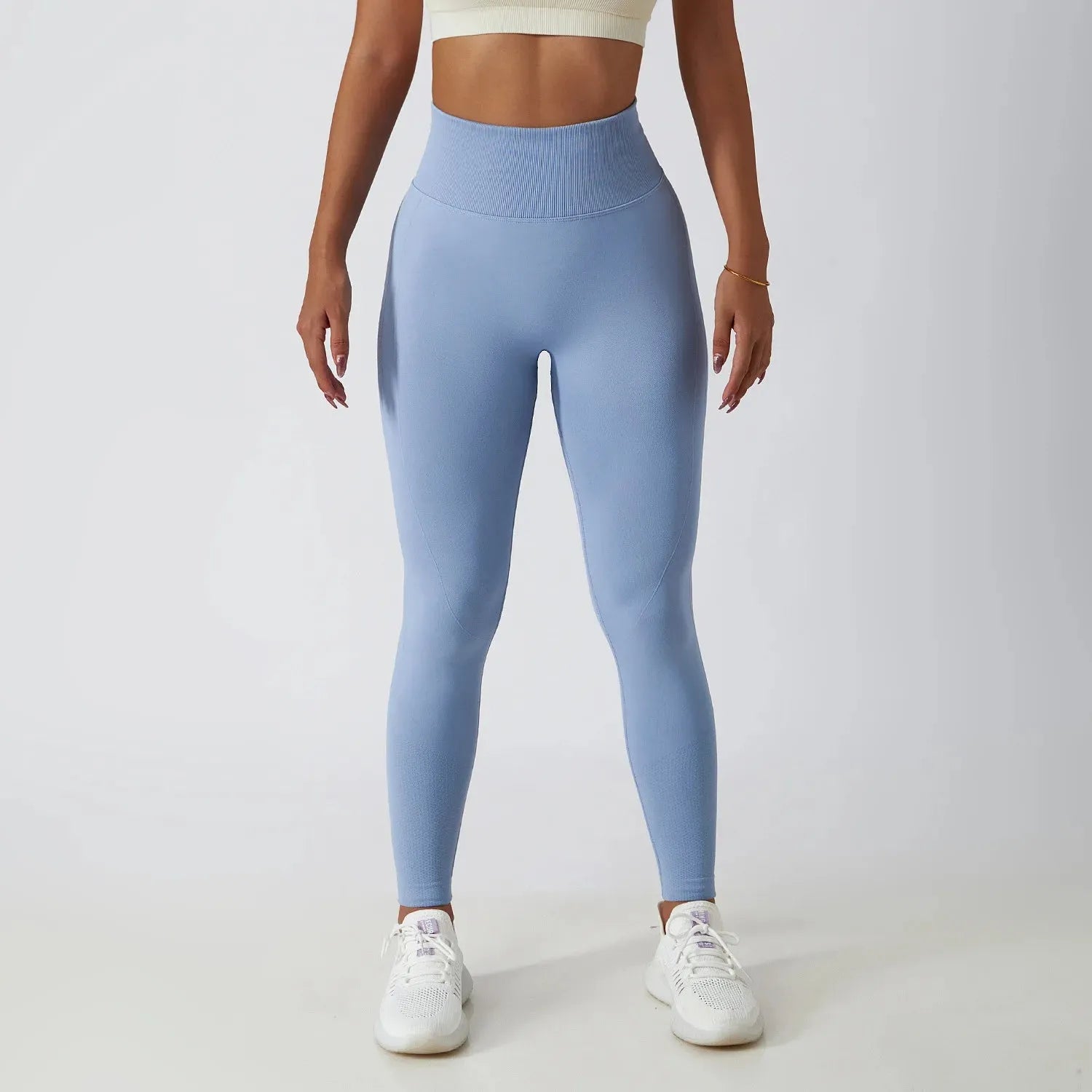 High Waist Solid Color Ribbed Seamless Yoga Pants - Women's Gym Leggings for Fitness, Running & Tummy Control - Perfect for Workouts, Yoga & Everyday Wear