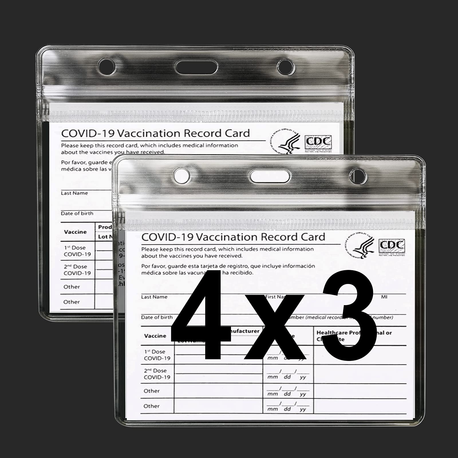 2-Pack Waterproof Vaccine Card Protector Sleeve - CDC Approved COVID Vaccination Card Holder for Travel & Daily Use - Durable Plastic ID Badge Protector for Health Records & Essential Documents
