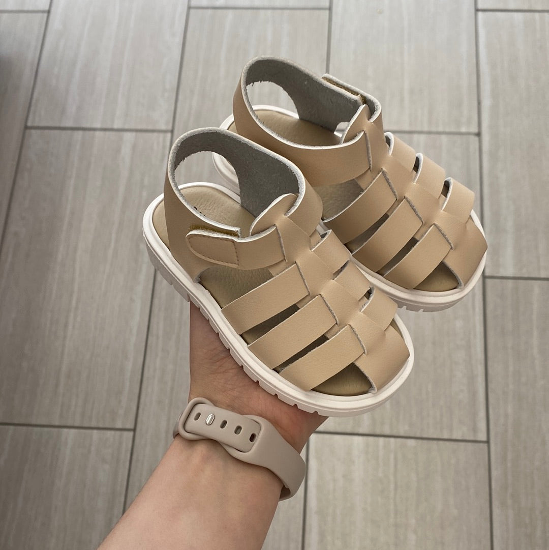 Natural Gladiator Baby Sandals for Boys & Girls - Soft Leather Infant Walking Shoes with Adjustable Straps - Perfect for First Steps, Outdoor Play & Special Occasions