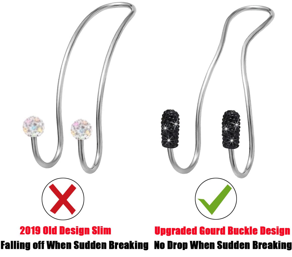 MTGOCHA Universal Car Headrest Hooks - 2 Pack Black Bling Purse Hangers for Women, Durable Metal Seat Hook for Handbags, Totes & Shopping Bags | Perfect Car Accessories for Groceries, Takeout & Daily Essentials