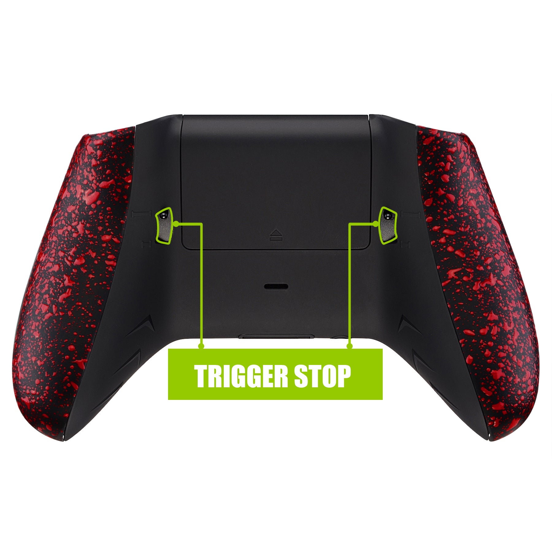eXtremeRate Textured Red FlashShot Trigger Stop Bottom Shell Kit for Xbox One S & X Controller - Redesigned Back Shell, Handle Grips & Dual Trigger Locks (Model 1708 X1GZ005) | Enhanced Gaming Performance for FPS & Competitive Play