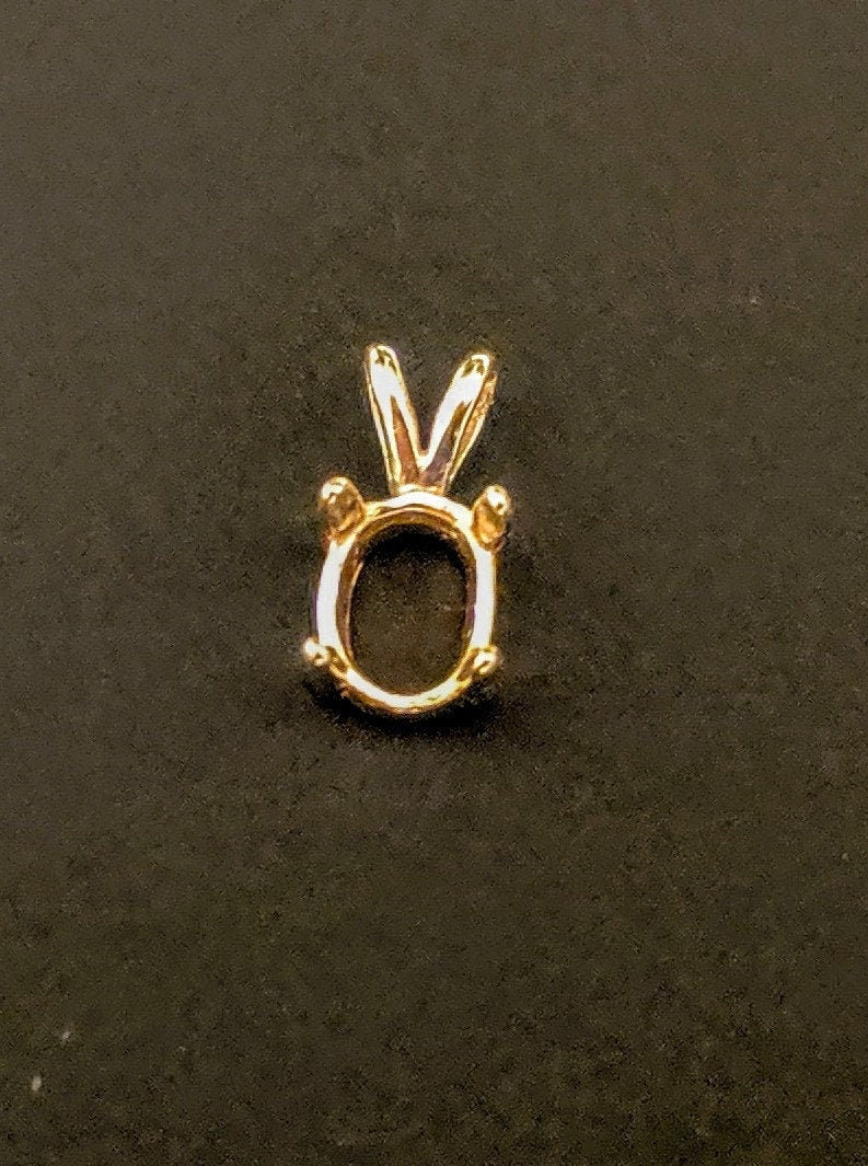 Solid Sterling Silver or 14kt Gold 5x3mm to 9x7mm Oval Cut Low Profile Pendant Setting for Shallow Gemstones - Jewelry Making Supplies for DIY Necklace & Pendant Creations