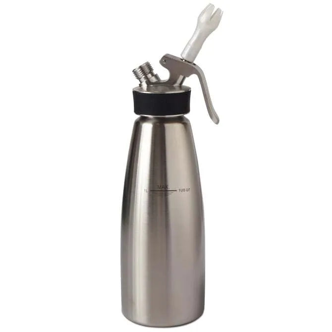 Premium Stainless Steel Whipped Cream Dispenser - 1 Quart Professional Grade for Barista, Desserts & Coffee Shops - Perfect for Latte Art, Hot Chocolate & Baking