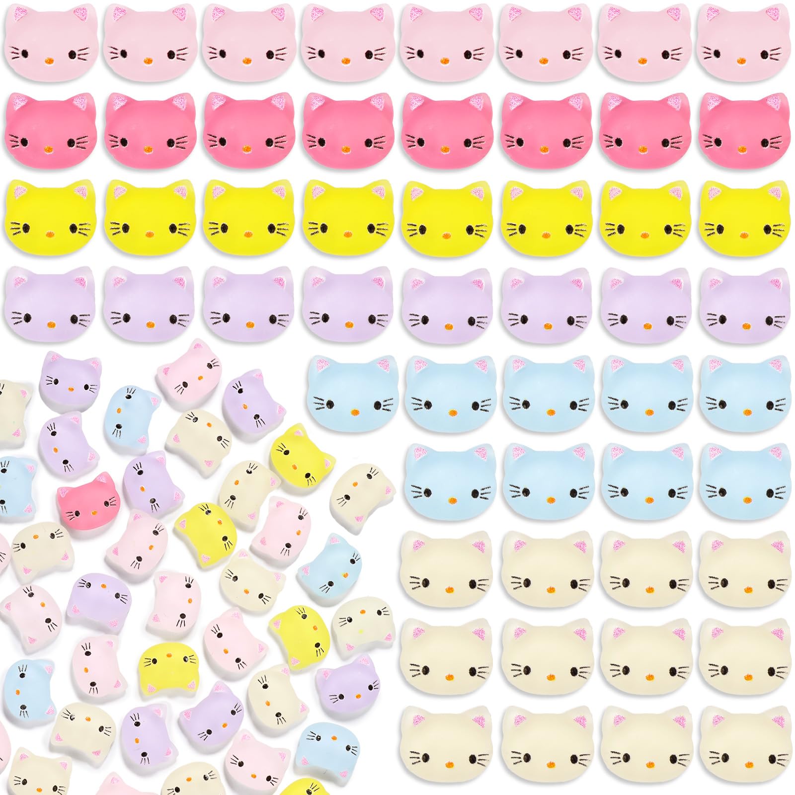 85 Pcs Cute Cat Nail Charms - 3D Resin Jelly Nail Art Decorations with Cat Head Design, Flatback Colorful Cartoon Nail Jewelry for Acrylic Nails DIY - Perfect for Nail Salons, Home Manicures, and Gift Giving