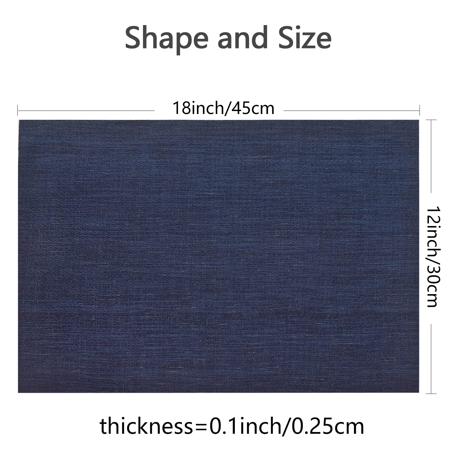 4-Pack Woven Vinyl Placemats - Waterproof & Washable Indoor/Outdoor Dining Mats for Kitchen, Patio, Picnic - Dark Blue Table Setting Essentials