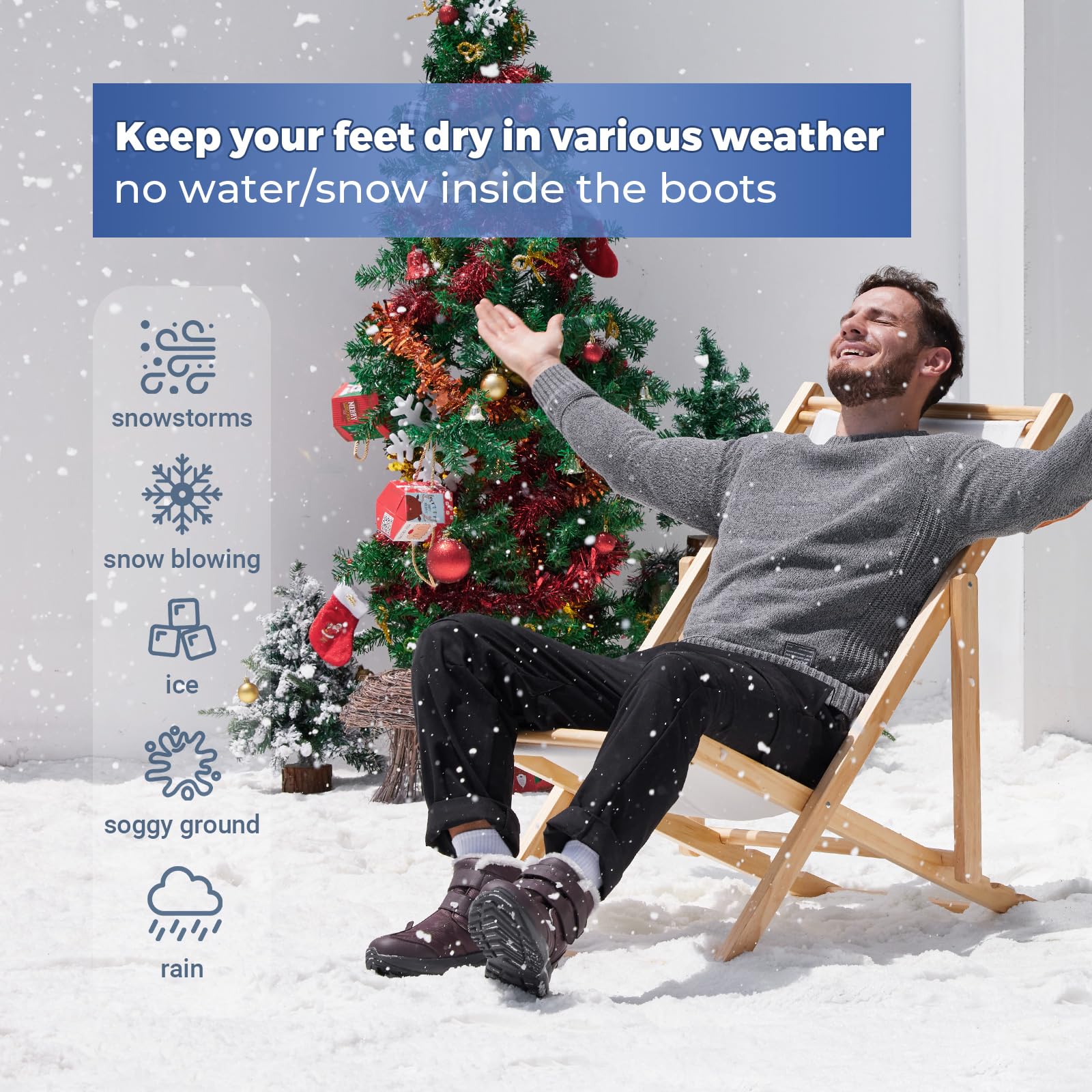 FitVille Men's Extra Wide Snow Boots - Waterproof Insulated Winter Boots for Outdoor Activities, Lightweight Wide Width Hiking Boots for Men (V3) - Perfect for Snow Trekking, Ice Fishing & Cold Weather Adventures