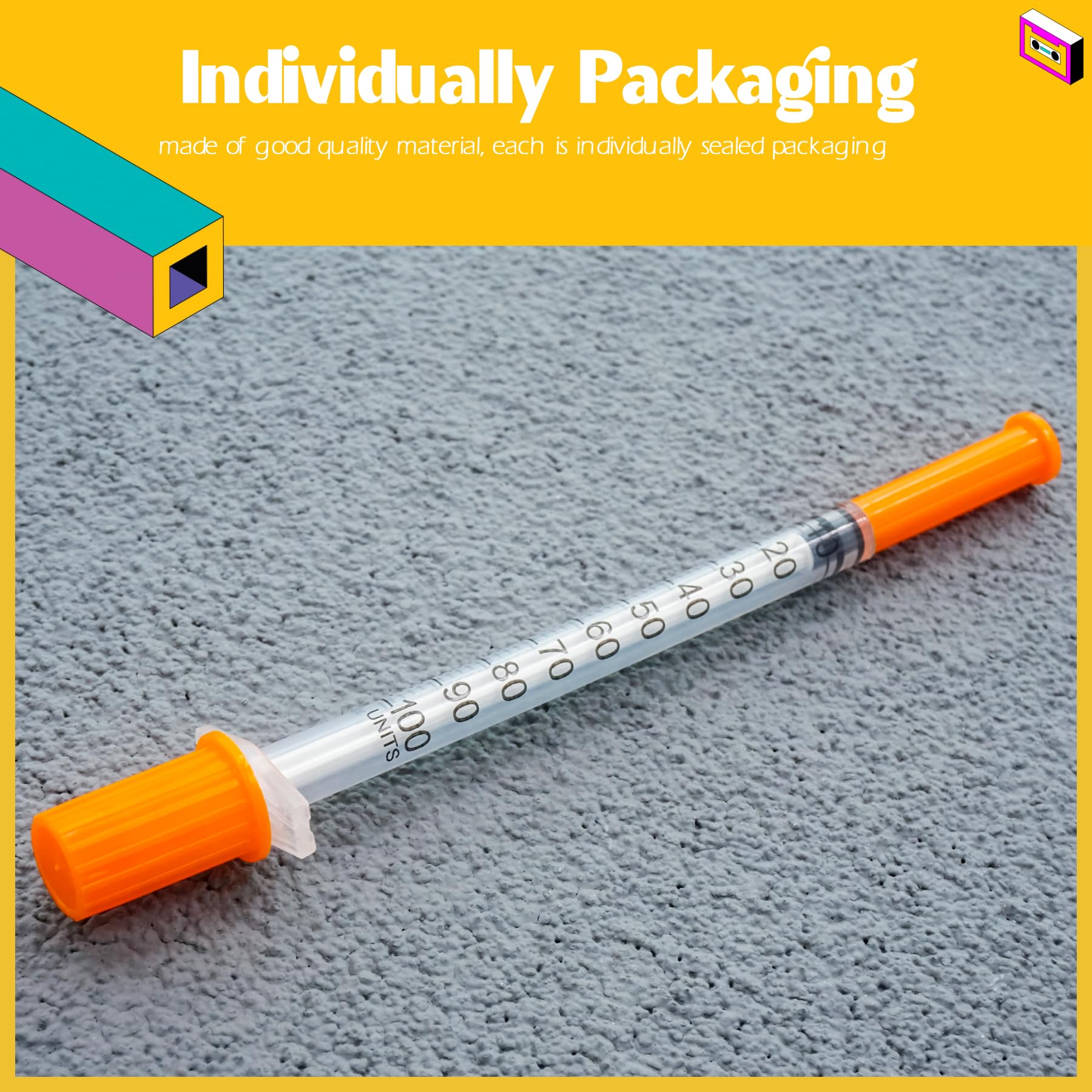 U-100 30 Gauge 1/2cc 5/16 inch (8mm) Insulin Syringes - Pack of 100 | Disposable Needles for Diabetes, Pets, and Medical Use | Precise Dosing for Injections and Vaccinations