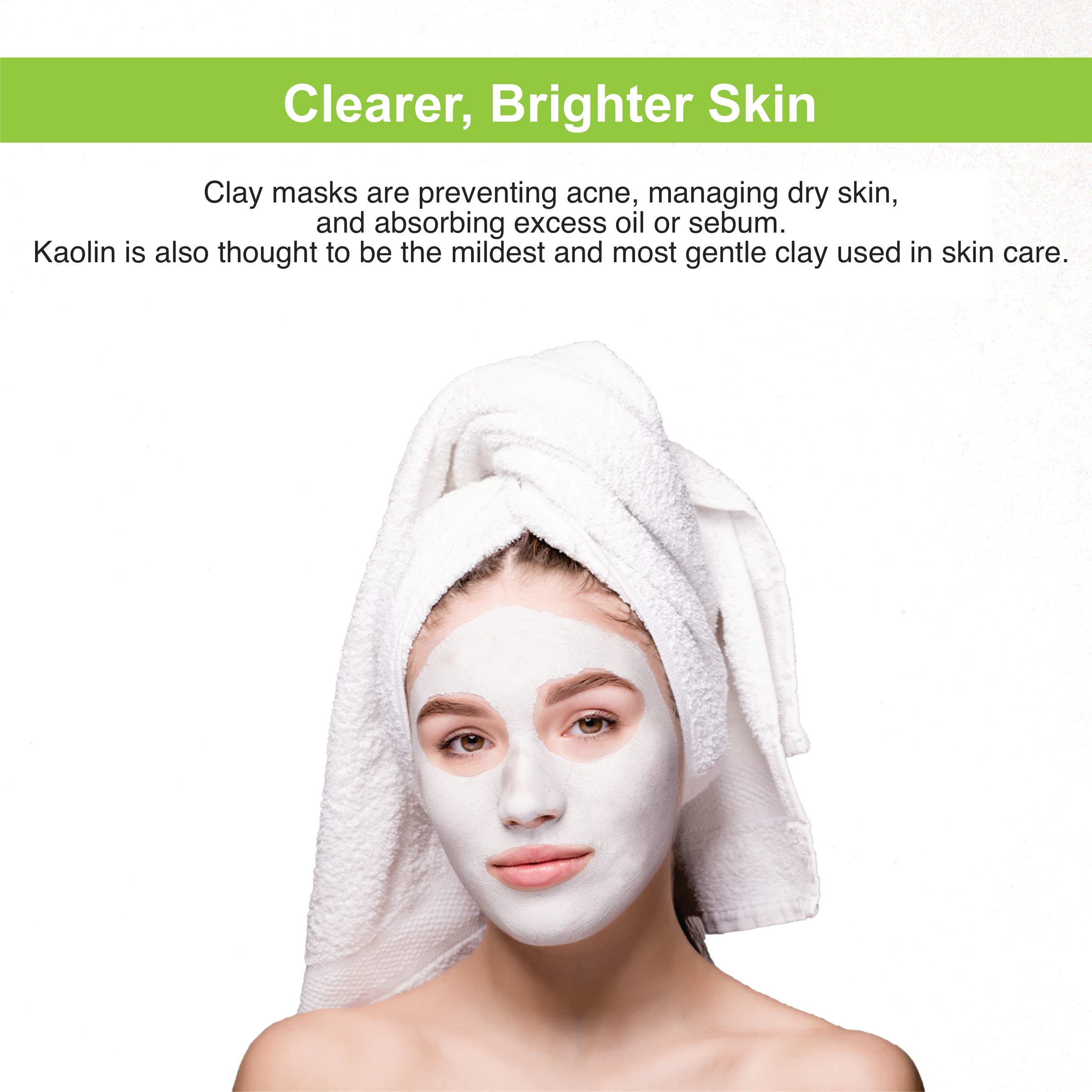 Soapeauty WHITE KAOLIN CLAY Powder 4 oz | 100% Natural Cosmetic Grade Clay for Facials, Face Masks, Soap Making & Bath Bombs | Pure White Clay Powder aka China Clay | Perfect for DIY Skincare & Spa Treatments at Home