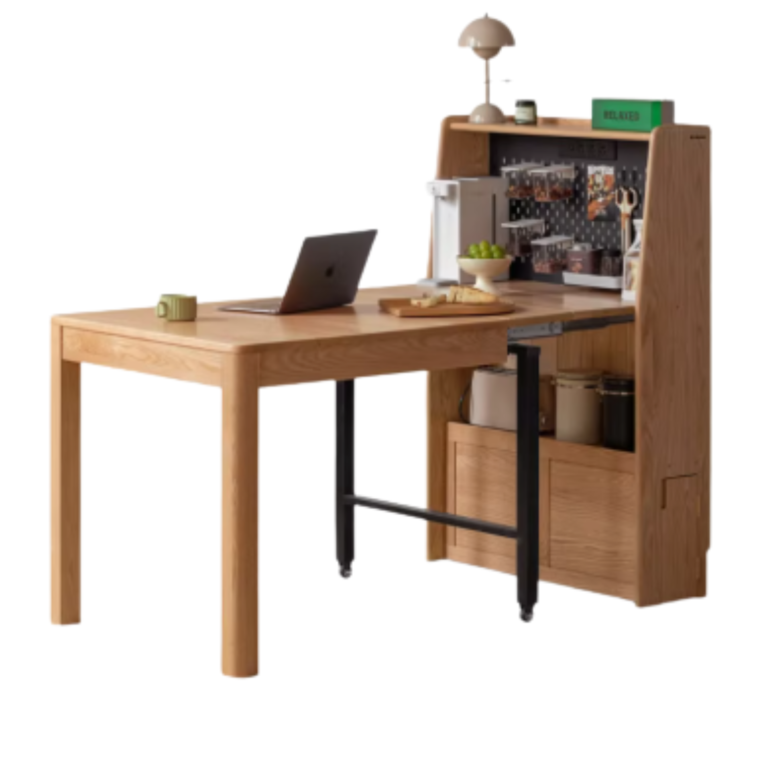 42.2–80.1×33.1×47.6 inch / 107.2–203.4×84×121 cm / Natural Wood Color/ retractable dining table
