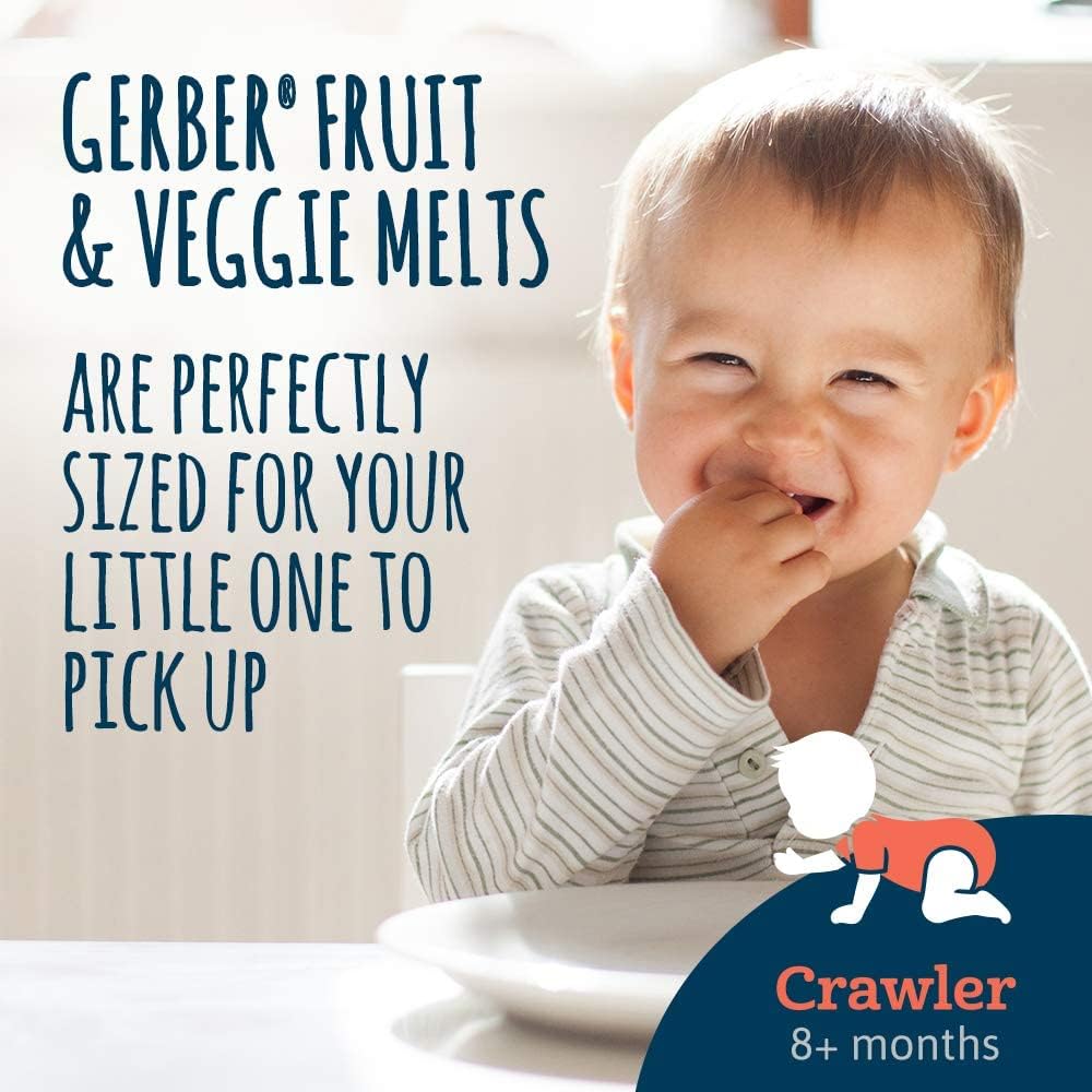 Organic Gerber Baby Snacks - Fruit & Veggie Melts, Very Berry Blend, 1 Ounce (Pack of 7) | Healthy Toddler Finger Food for On-the-Go, Daycare & Travel Snacking
