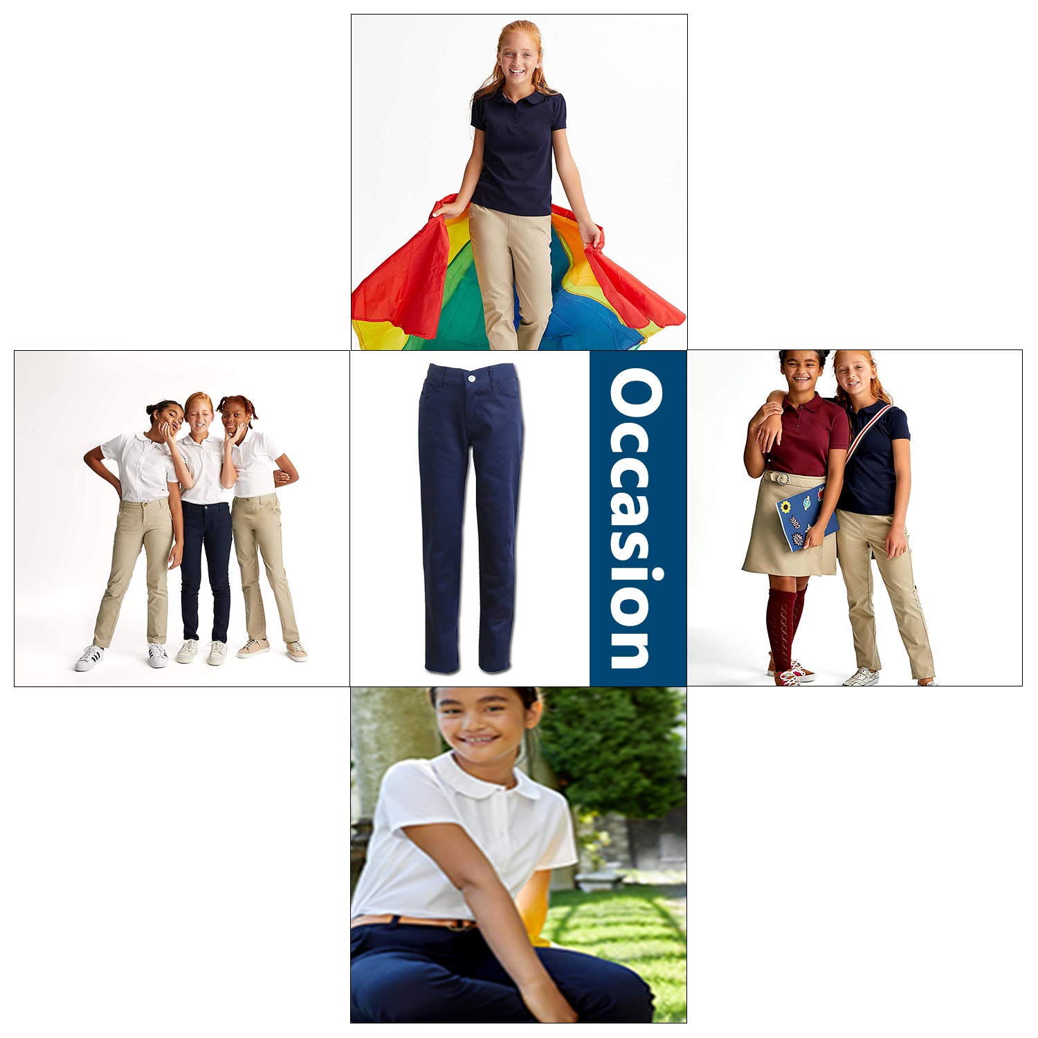 **Galaxy Little Girls' School Uniform Pencil Pants - Comfortable & Stylish Dress Pants for School, Uniforms & Formal Occasions**