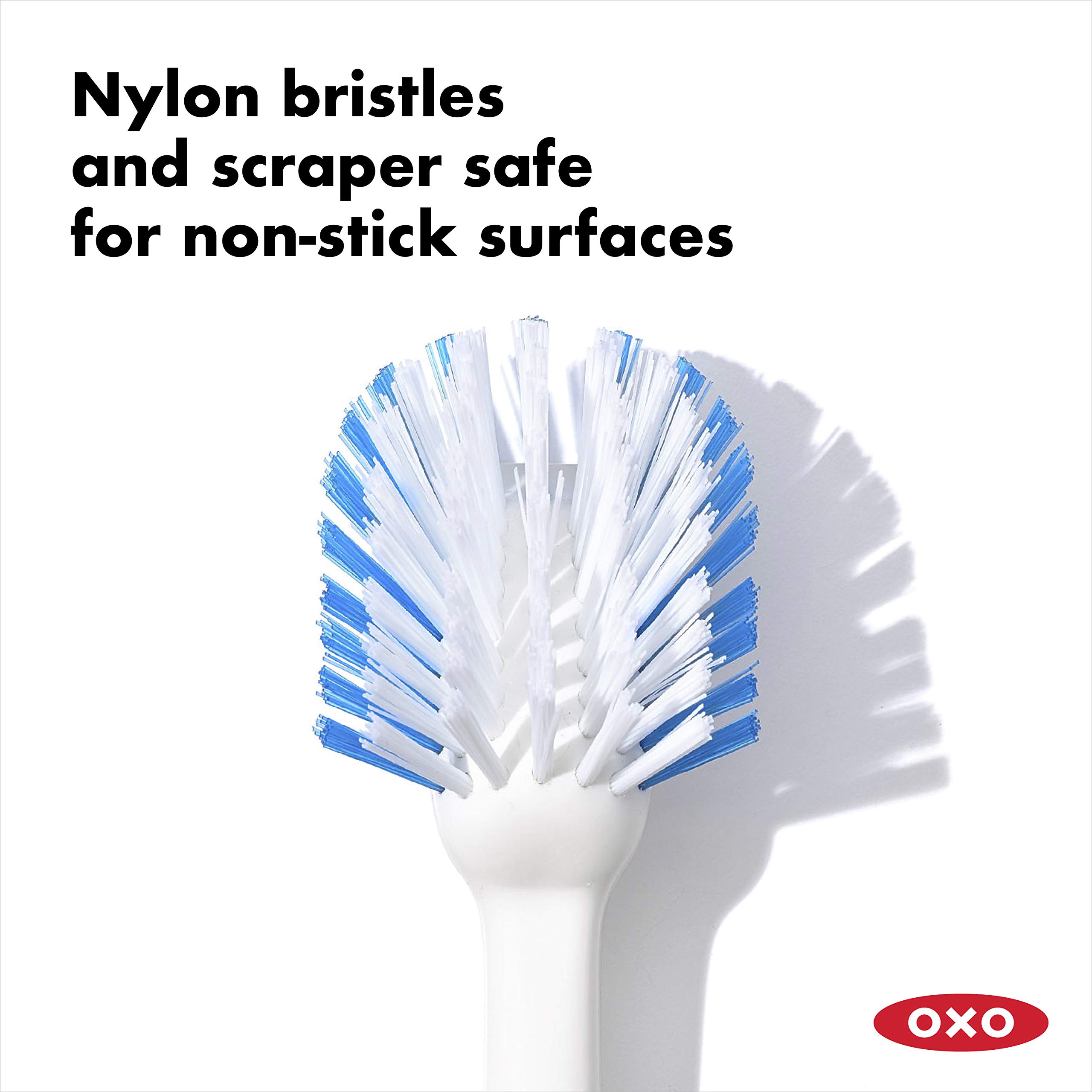 OXO Good Grips Dish Brush - White/Black, 1 Count - Ergonomic Kitchen Scrubber for Pots, Pans & Dishes - Perfect for Daily Dishwashing & Tough Stains