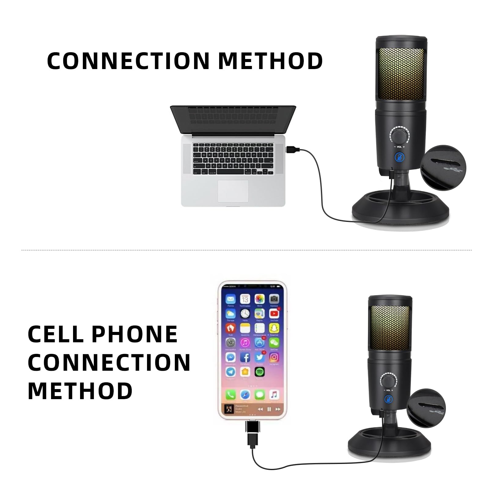 RGB USB Condenser Microphone for Live Streaming, Gaming & Podcasting - Professional Studio Quality Sound with Dynamic Lighting for PC, Mac & Competitive Recording