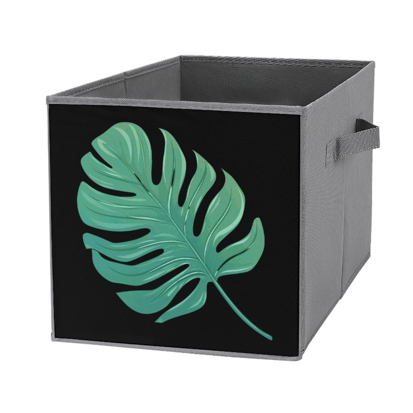 Tropical Leaves Storage Bins with Handles - Foldable Organizer for Home & Office