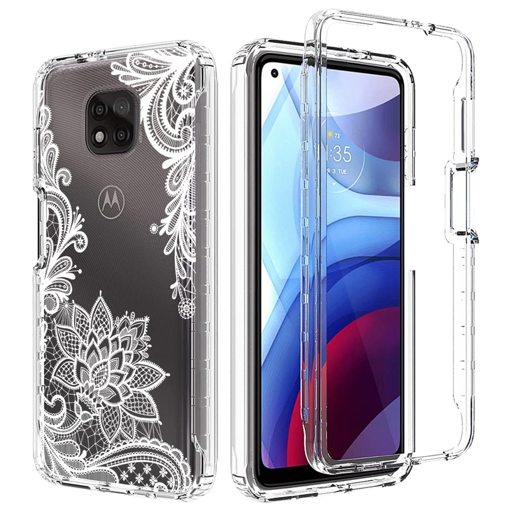 Premium Clear Mandala Phone Case for Motorola Moto G Power 2021 (XT2117) with Tempered Glass Screen Protector - Shockproof Full Body Protective Cover for Women & Men - Perfect for Daily Use, Travel and Outdoor Activities