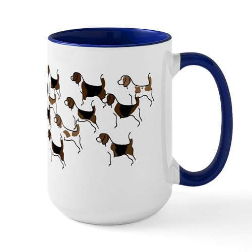 White/Navy Inside - Group O' Beagles Large Mug