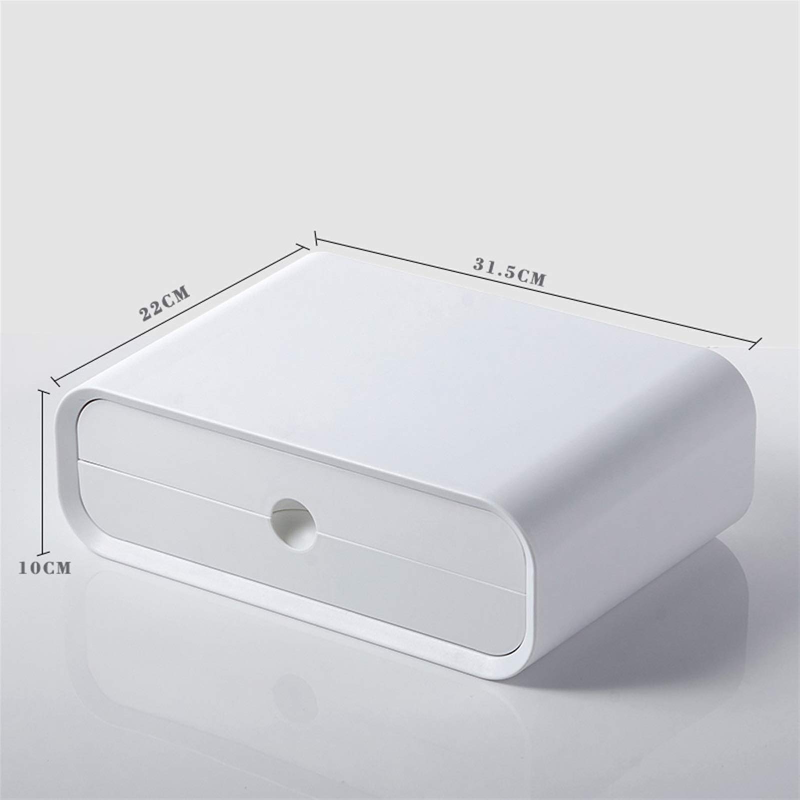 ABS Plastic Monitor Stand Riser with Dual Drawer - 2 Tier Desktop Organizer for Computer, Laptop & iMac | Hide Handle Design | 31x22x10cm (White) | Perfect for Office, Home & Workspace Organization