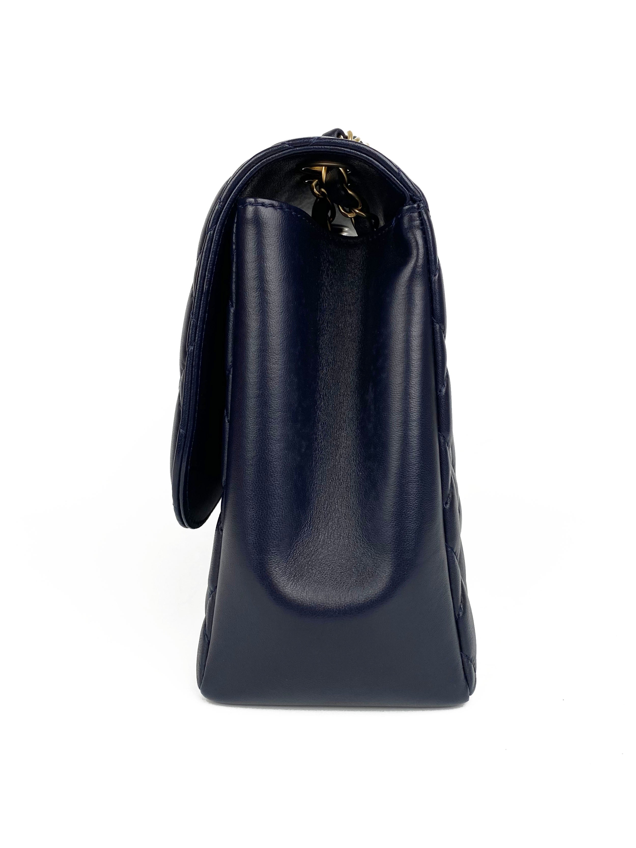 Chanel Navy Blue Jumbo Mademoiselle Chic Flap Bag - Luxury Designer Handbag for Women, Perfect for Work, Evening Events & Special Occasions
