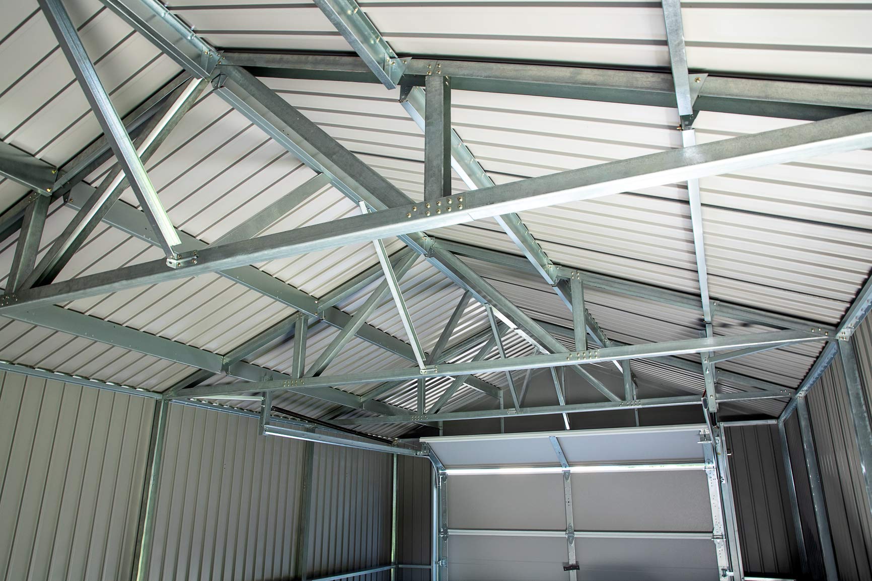 Sojag 12' x 25' Everest Galvalume Steel Garage Storage Building with Extra Tall Walls - Charcoal | Durable Outdoor Shed for Tools, Equipment & Vehicle Protection