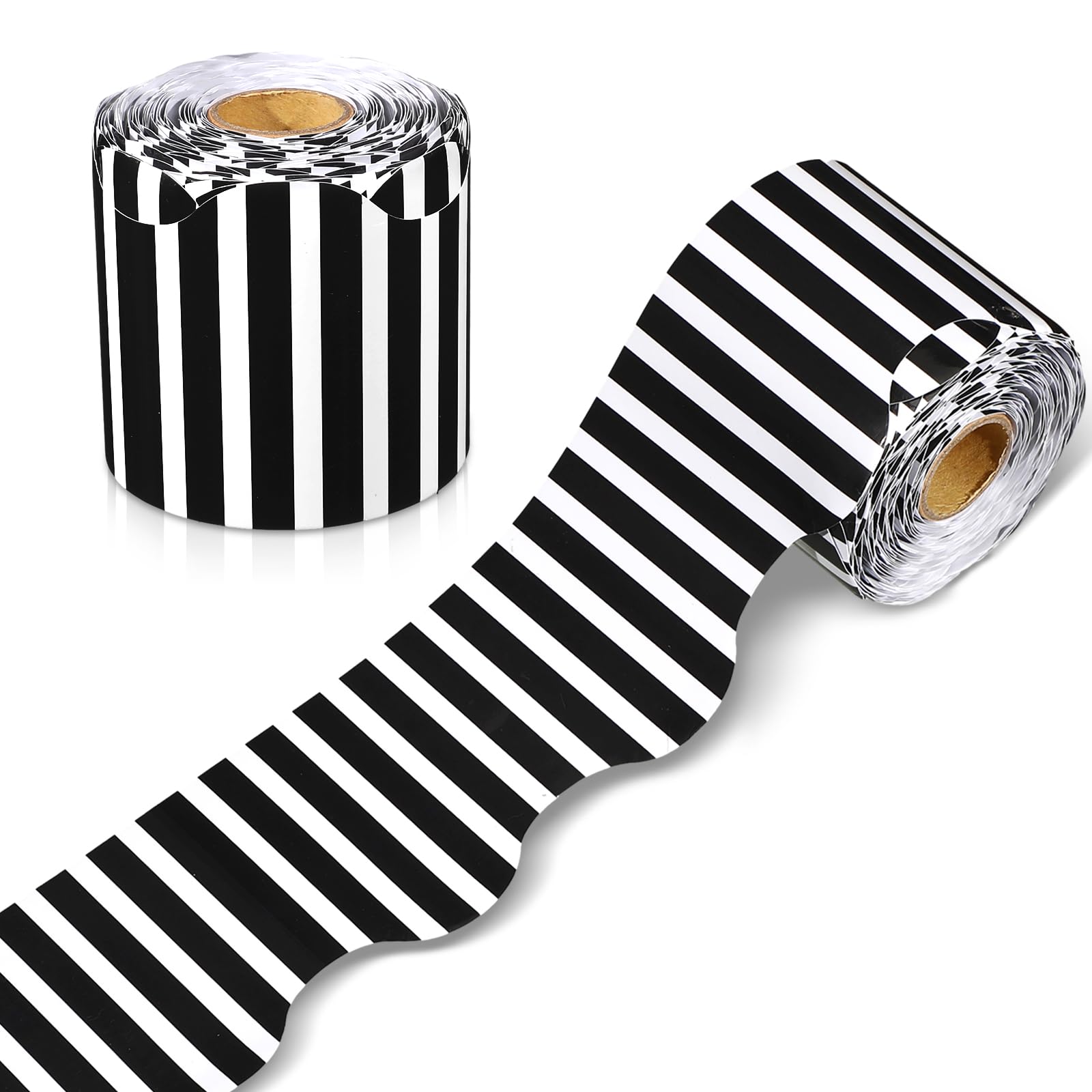 Candy Cane Bulletin Board Borders - 69ft Black & White Trim for Classroom & Chalkboard Decor