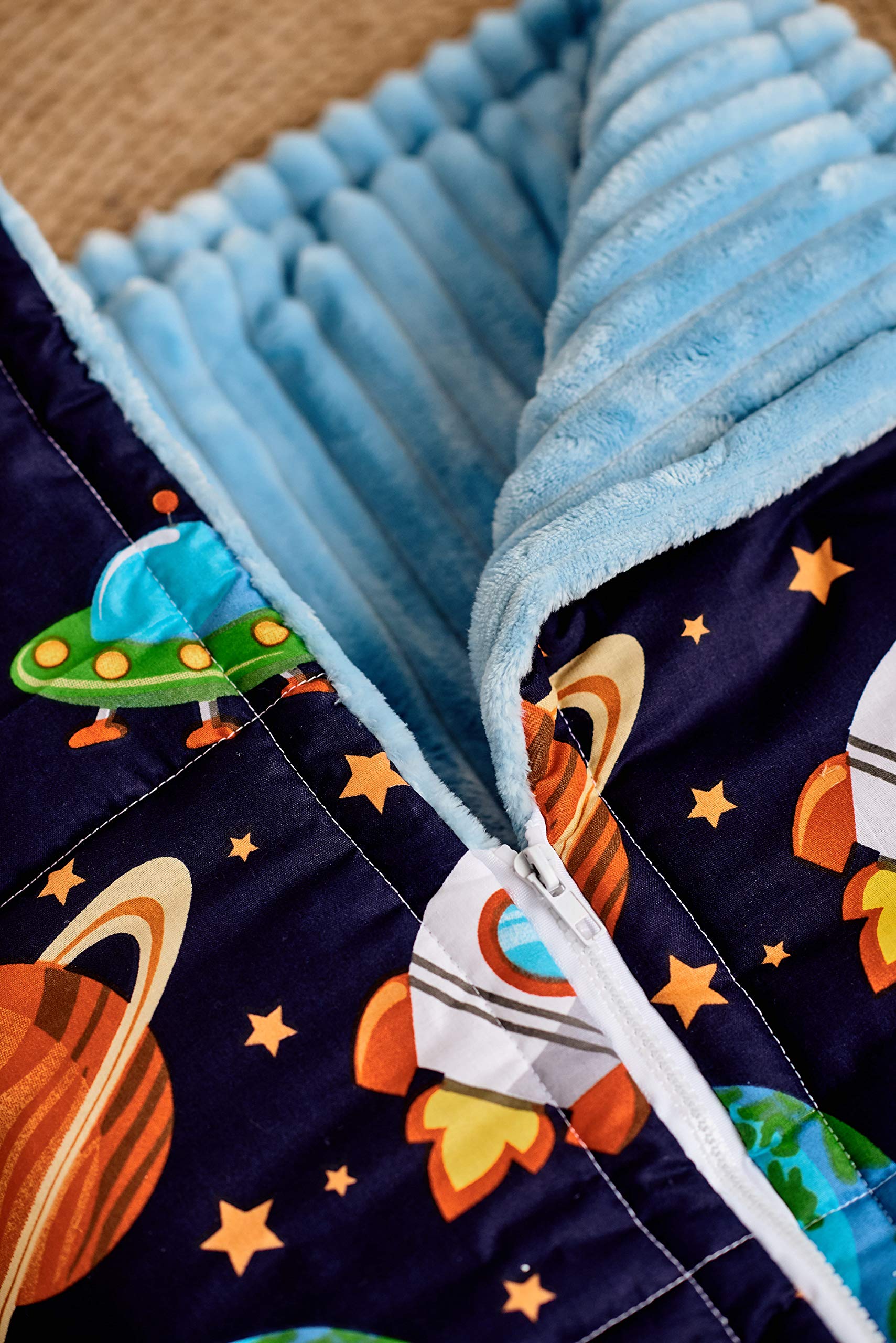 Baby Sleep Sack 6-12 Months - Soft Minky Plush Sleeping Bag with Galaxy Planets & Rockets Design - Warm Infant Wearable Blanket for Newborns - Perfect for Nursery, Baby Shower & Birthday Gifts - Ideal for Winter Nights & Daytime Naps