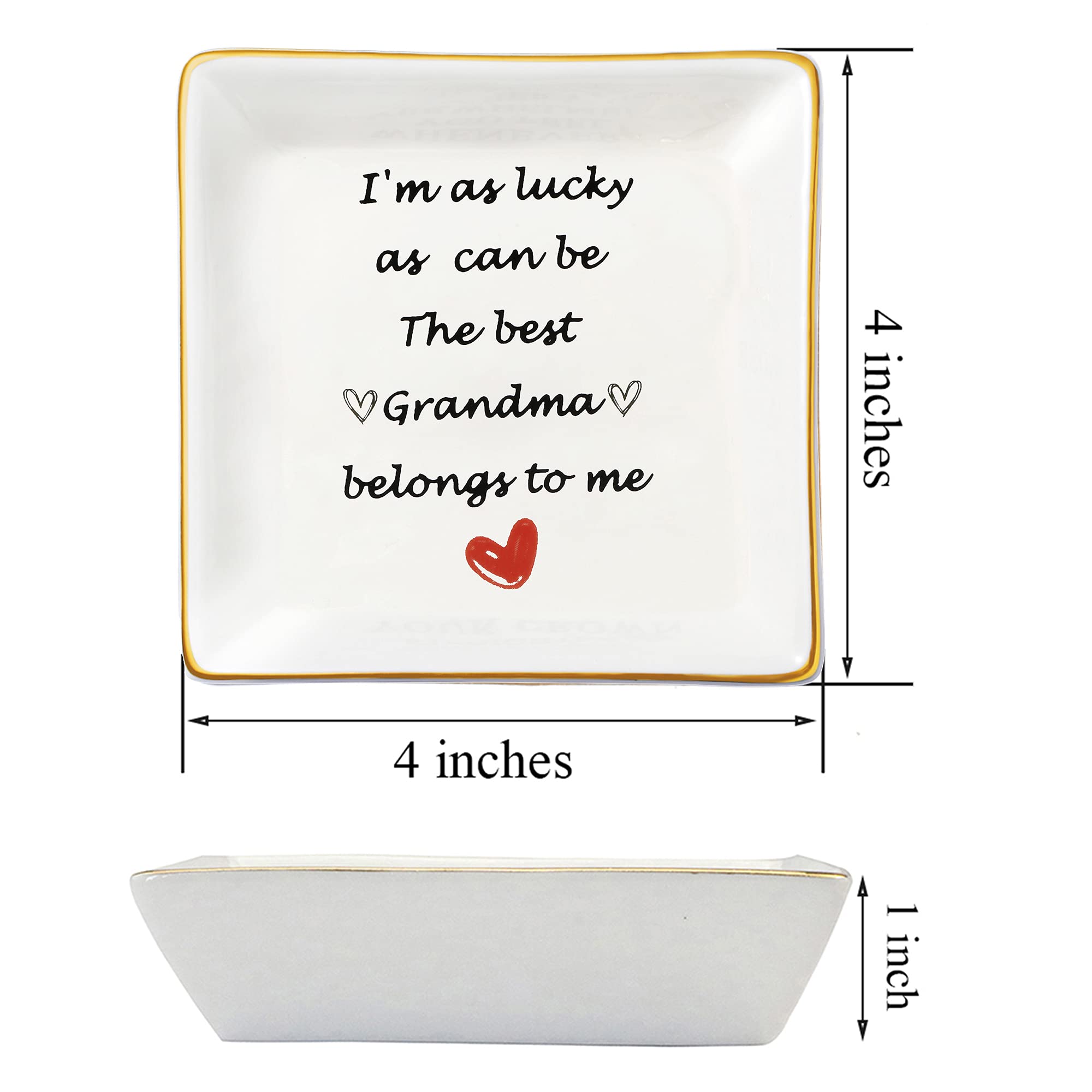 JoycuFF Elegant Jewelry Dish Tray - Perfect Birthday, Mother's Day & Christmas Gift for Grandma, Nana & Women - Great for Organizing Rings, Earrings & Trinkets on Dresser, Nightstand or Bathroom Vanity
