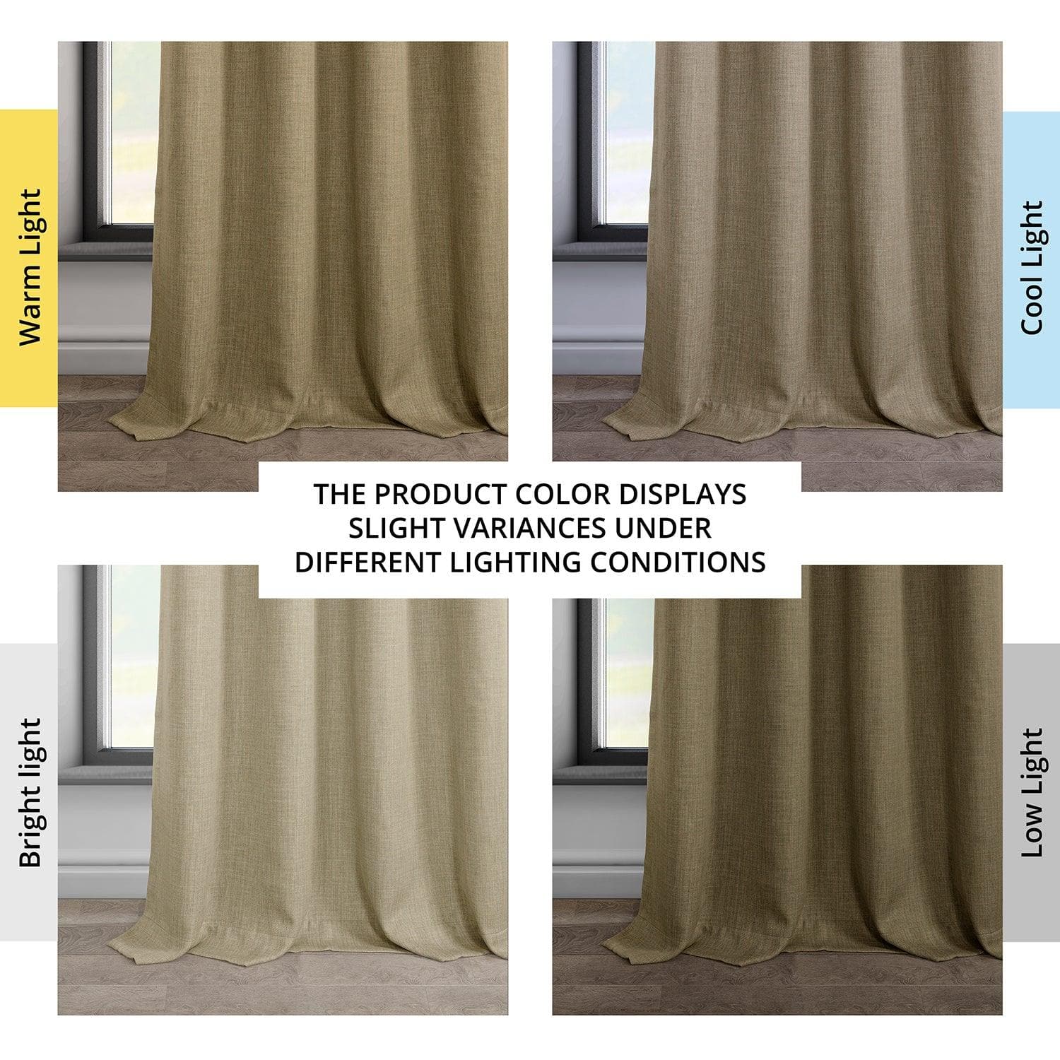 Nomad Tan Grommet Textured Faux Linen Blackout Curtains for Bedroom & Living Room - Noise Reducing & Light Blocking Window Drapes for Home Decor