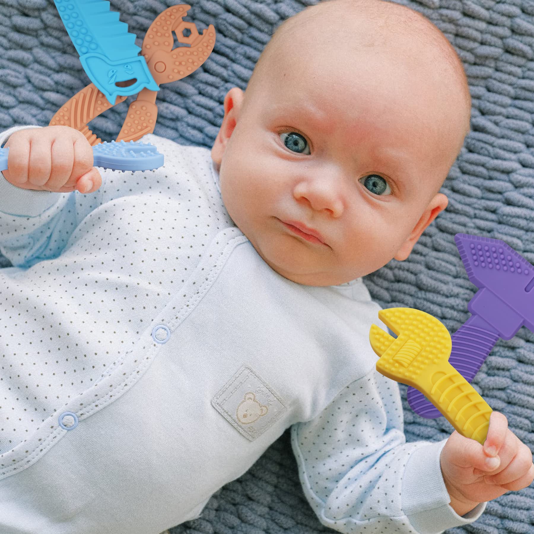 5PCS Baby Teething Toys for 0-6 Months - BPA Free Silicone Sensory Teether Set for Soothing Sore Gums | Perfect for Home, Travel & Daycare Use