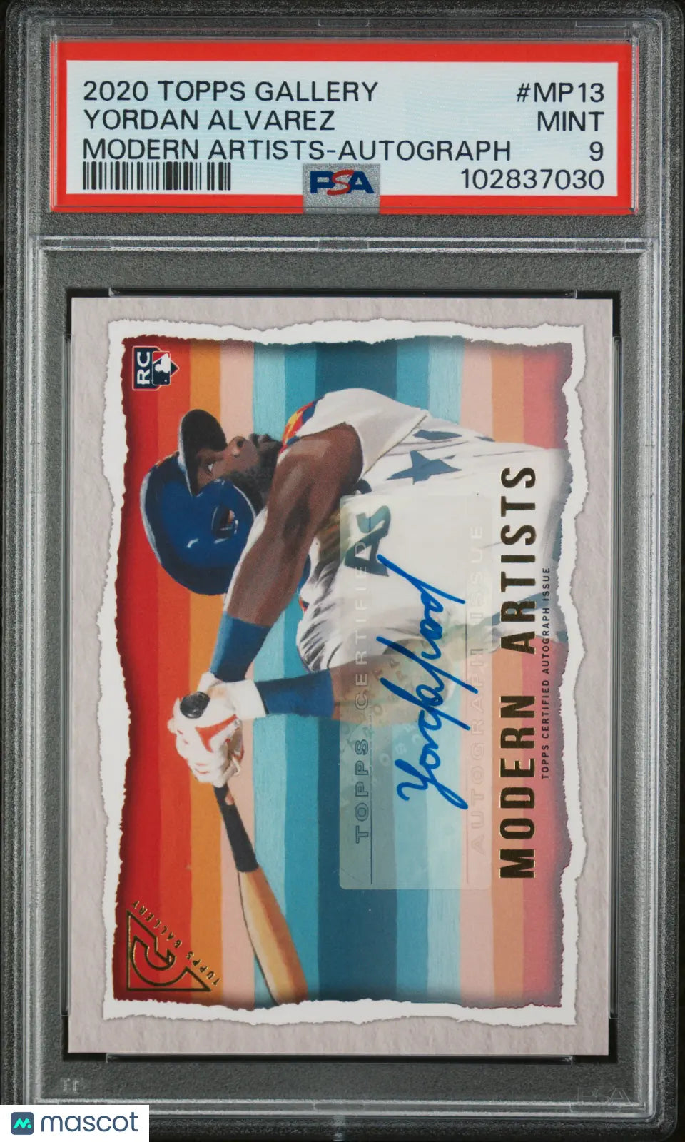 2020 Topps Gallery Modern Artists Yordan Alvarez RC Rookie Auto PSA 9 /25 - Rare Baseball Card for Collectors & Investors - Perfect for Display, Trading, and Sports Memorabilia Collections