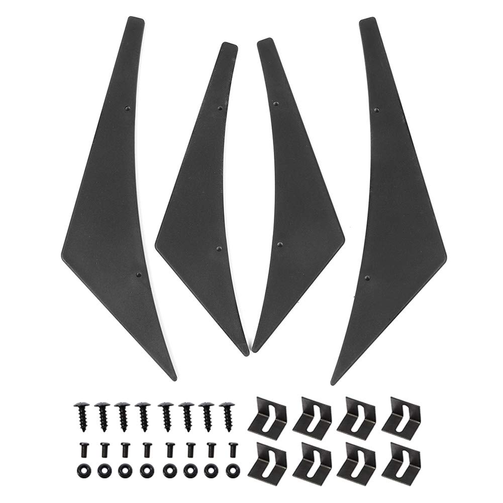 Gorgeri 4pcs Front Bumper Lip Diffuser Splitter Fins - Car Body Spoiler Kit (Black) | Enhance Aerodynamics & Style for Sports Cars & Tuner Vehicles