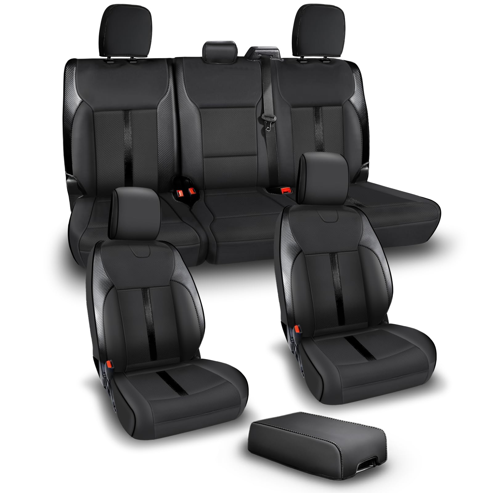 Premium Custom Fit Leather Seat Covers for 2021-2025 Ford F150 XL/XLT/STX SuperCrew & 2023-2025 F250/F350/F450 XL/XLT Crew Cab - Full Coverage Design (Excludes 40/20/40 Bench) | Durable Protection & Luxury Upgrade for Truck Seats | Perfect for Work Trucks, Off-Road Adventures & Daily Commuting