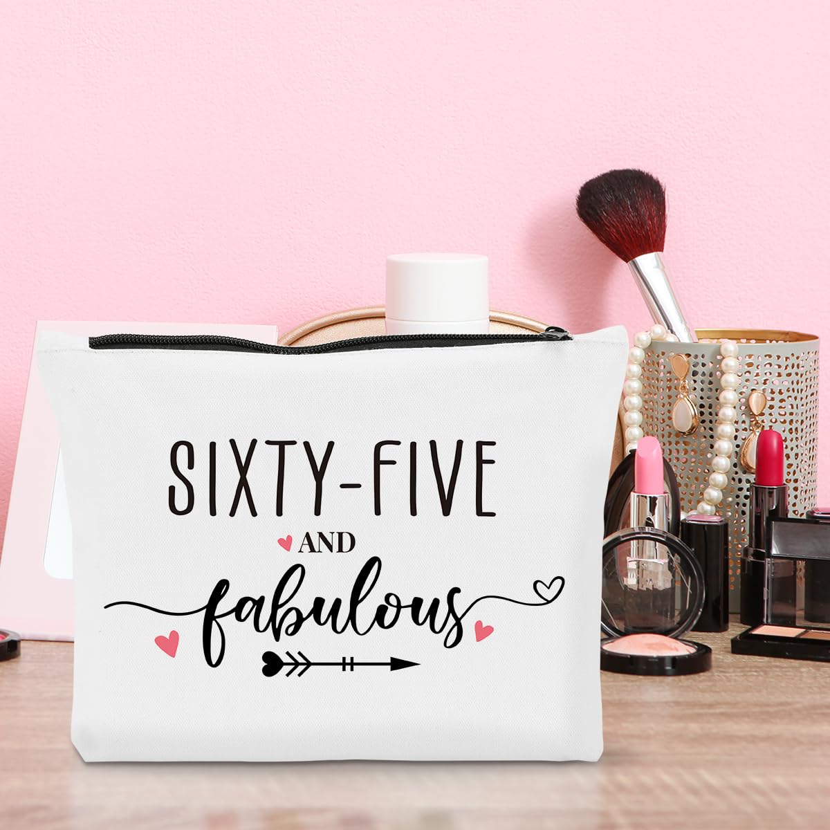 65th Birthday Gifts for Women - Funny & Fabulous Makeup Bag | Cosmetic Pouch for 65 Year Old Women | Perfect for Birthday Parties & Anniversary Decorations | Great Gift Idea for Mom, Grandma & Friends