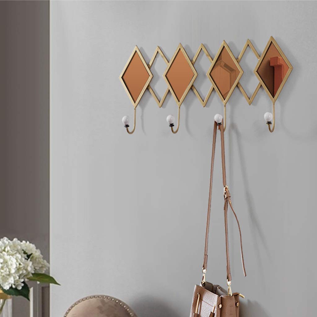 Stylish Metal Wall-Mounted Coat Rack with Key Holder - Space-Saving Entryway Organizer for Hats, Coats & Bags (Orange, 50x25cm) - Perfect for Hallway, Porch, Bedroom & Apartment Decor