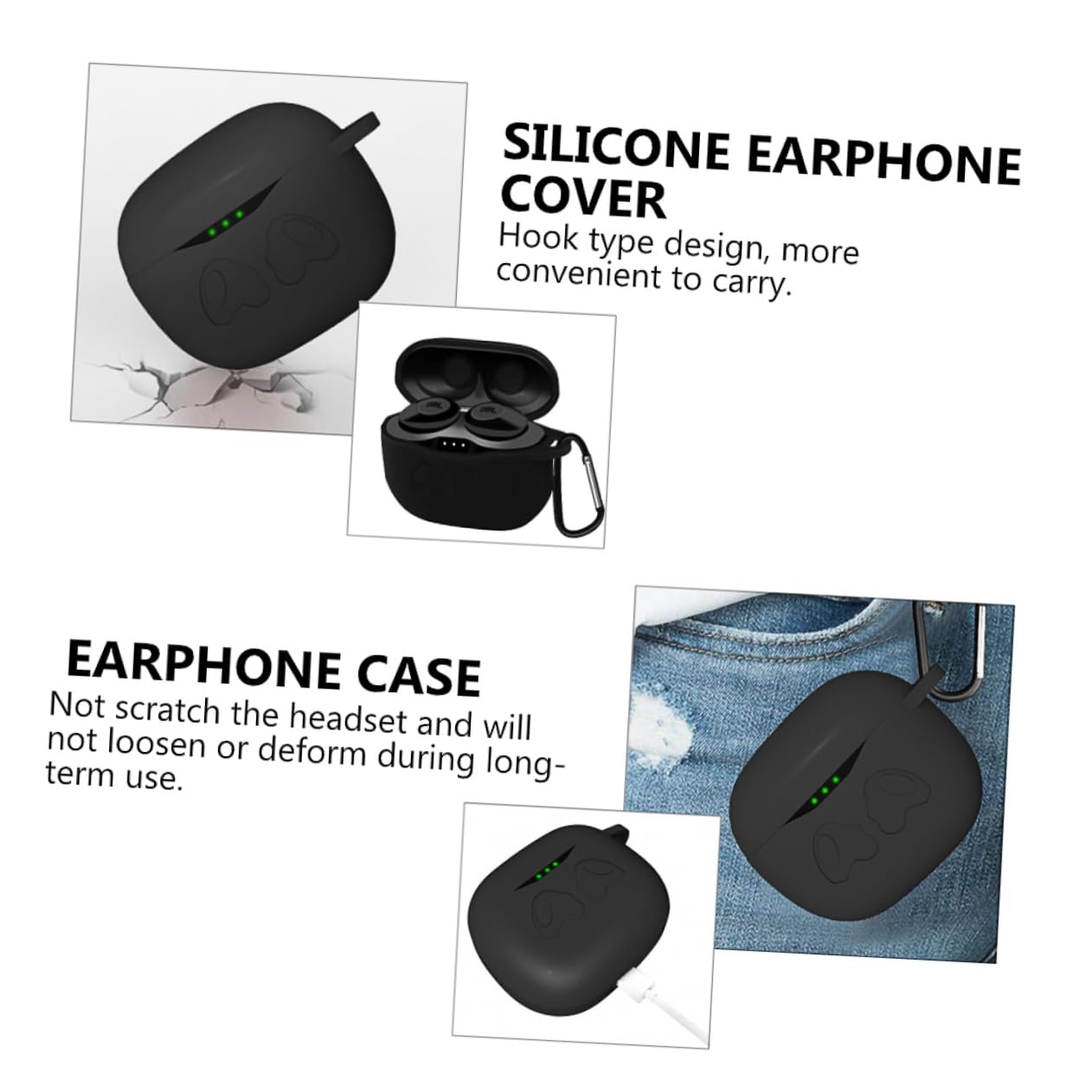 BESTonZON Silicone Hard Protection Earphone Case - Portable Headphone Storage Cover for AirPods, Wireless Earbuds - Travel, Gym, Outdoor Use