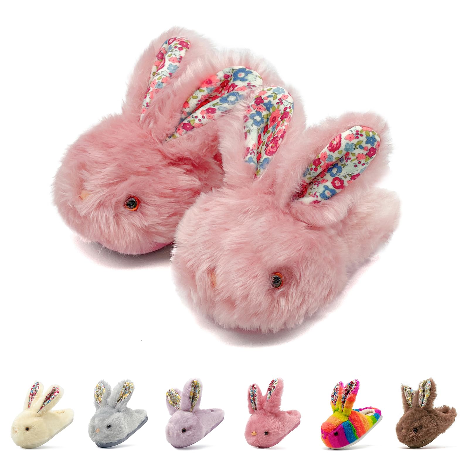 Soft Plush Bunny Slippers for Toddlers - Anti-Slip Indoor/Outdoor Winter Slippers for Girls & Boys | Cozy Kids House Shoes for Playtime & Bedtime