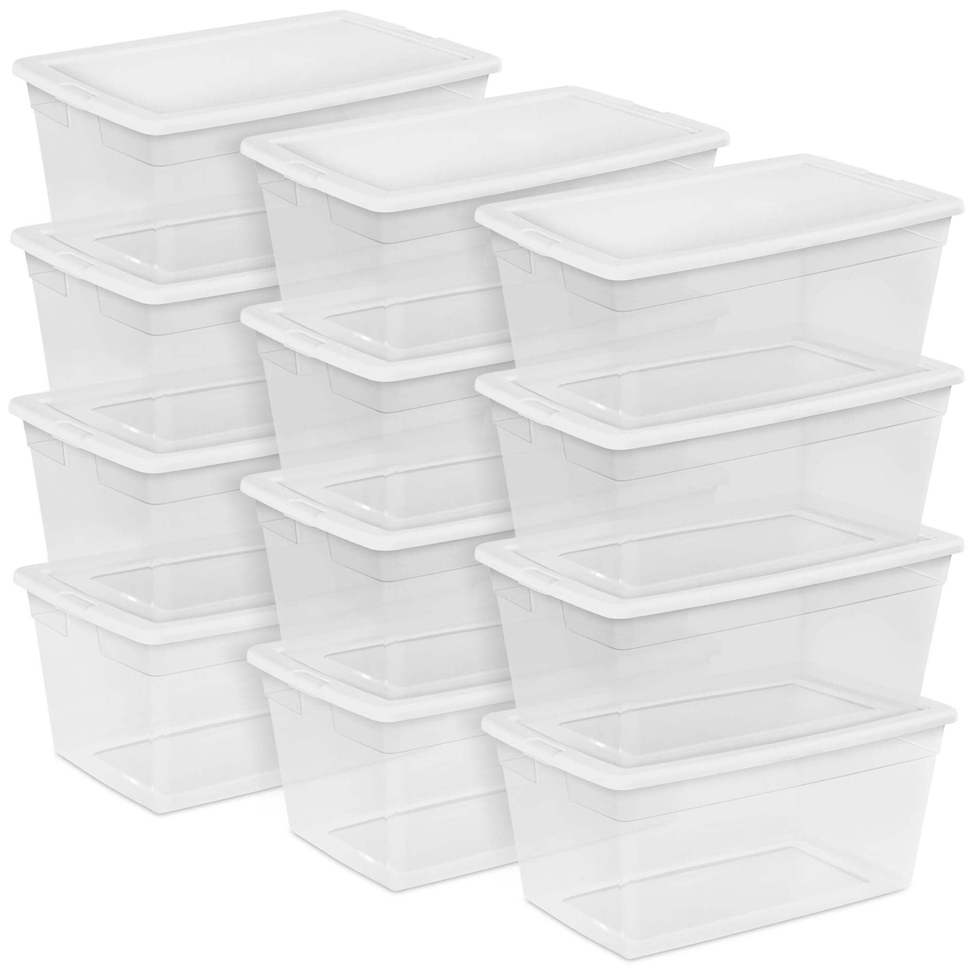 Sterilite 12-Pack 90 Quart Clear Plastic Storage Bins with Snap-On Lids - Stackable Organizer Boxes for Home, Office, Garage & Closet Organization