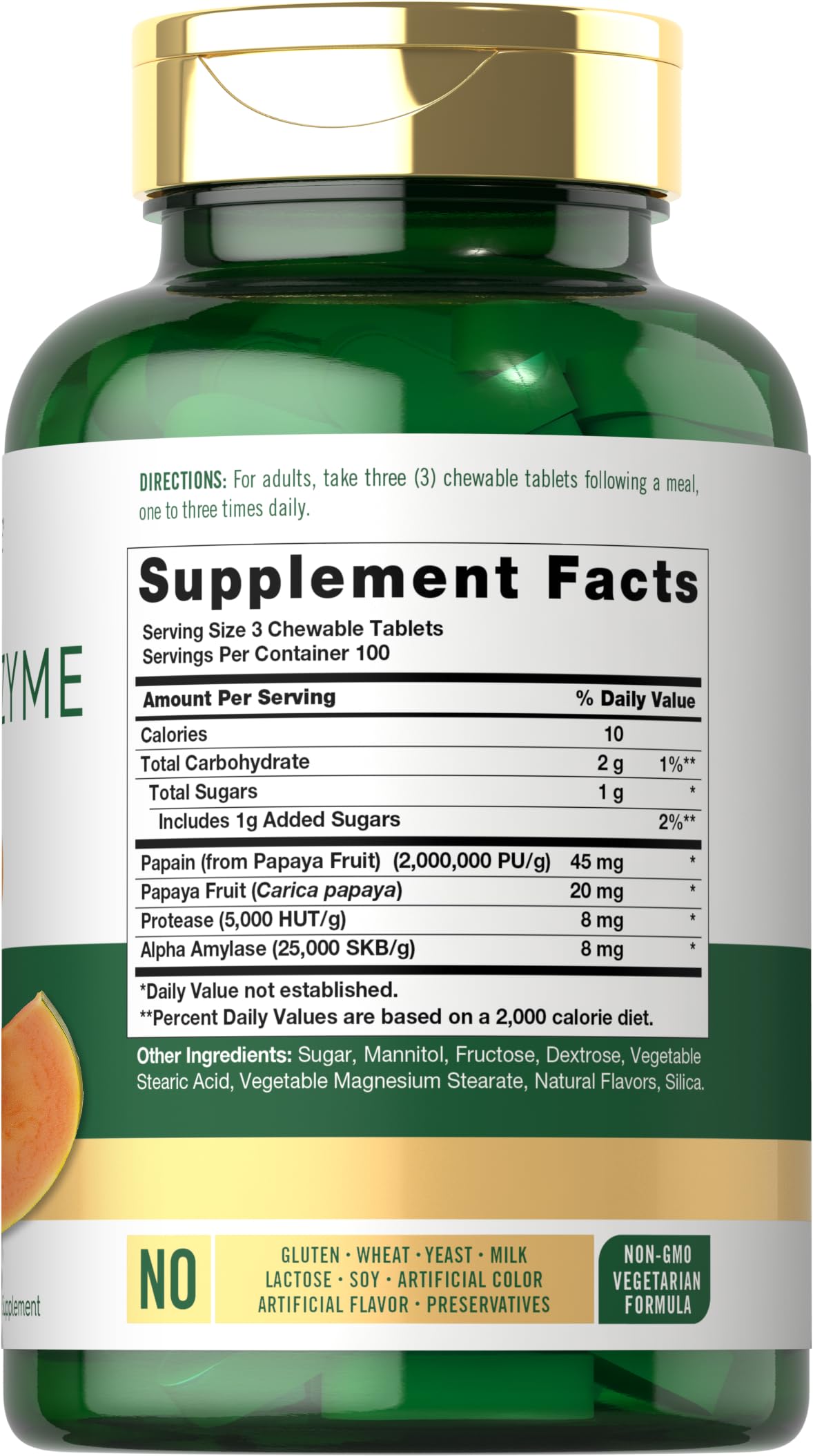 Carlyle Papaya Enzyme Chewable Tablets 60 Count | Vegetarian, Non-GMO, Gluten Free Digestive Support | Tropical Fruit Flavor for Heartburn Relief & Bloating - Perfect for After Meals & Travel
