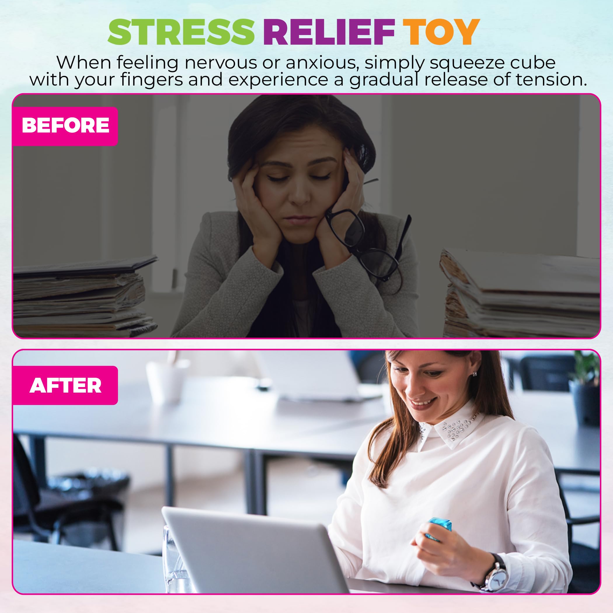 Stress Relief Ice Cube Snowflake Sensory Fidget Toy - Slow Rising Squishy Anxiety Ball for Kids & Adults, Classroom Prizes, Office Desk Relaxation & ADHD Focus Aid