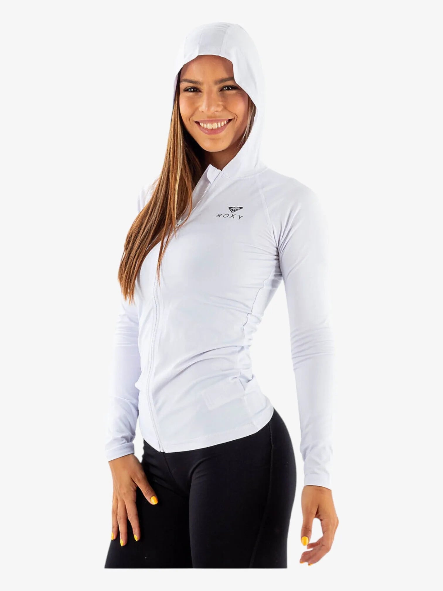 ROXY Essentials Women's Lycra Campera Jacket - Lightweight, Stretchy & Breathable White Windbreaker for Outdoor Activities, Running & Travel