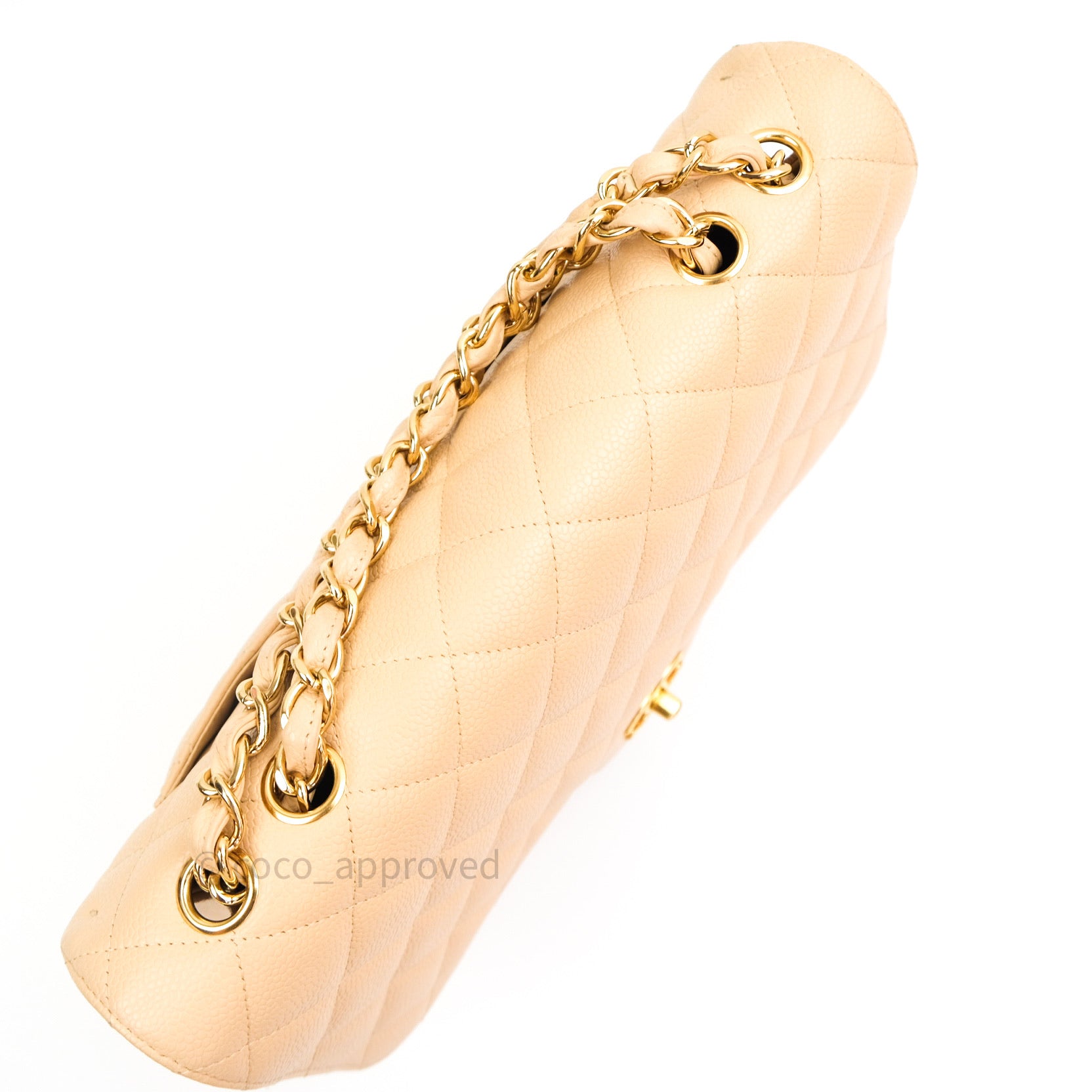 Chanel Classic Jumbo Single Flap Bag in Beige Caviar Leather with Gold Hardware - Luxury Designer Handbag for Women, Perfect for Work, Evening Events & Special Occasions
